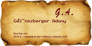 Günszberger Adony névjegykártya